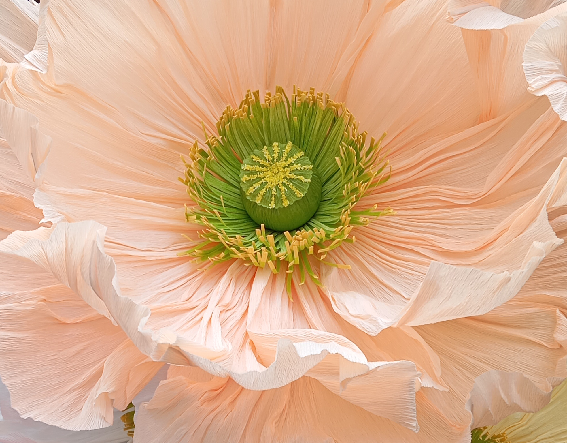 Détail d’une fleur en papier réalisée par Atelier Pirina
